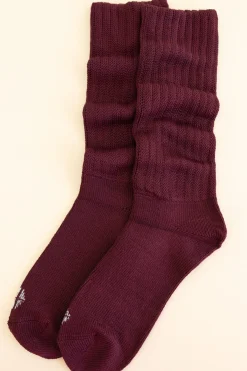 Adult Scrunch Socks in Burgundy