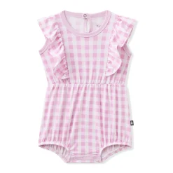 Bubble Romper in Gingham Thistle