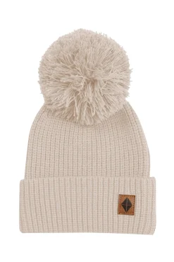 Chunky Knit Pom Beanie in Almond