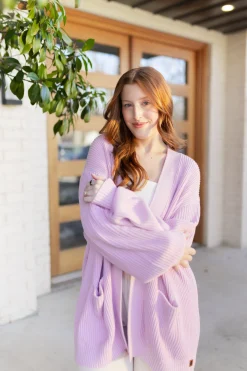 Chunky Knit Women's Oversized Cardigan in Thistle