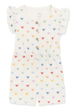 Flutter Sleeve Romper in Pastel Mickey Mouse