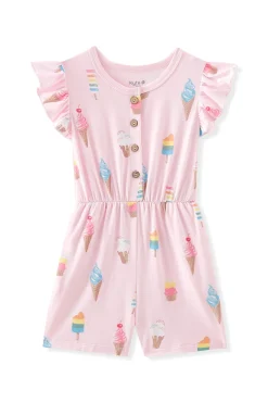 Flutter Sleeve Romper in Sakura Ice Cream