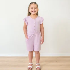 Flutter Sleeve Romper in Thistle