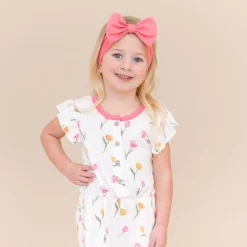 Flutter Sleeve Romper in Tulip