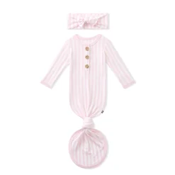 Knotted Gown with Bow Set in Small Sakura Stripe