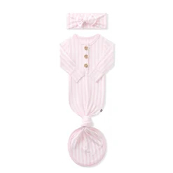 Knotted Gown with Bow Set in Small Sakura Stripe