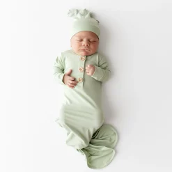 Knotted Gown with Hat Set in Basil