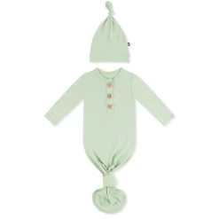 Knotted Gown with Hat Set in Basil
