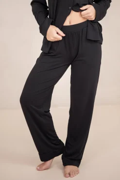 Long-Sleeved Women's Pajama Set in Midnight with Midnight Trim