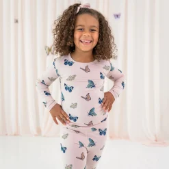 Long Sleeve Pajamas in Blush Butterfly