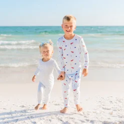 Long Sleeve Pajamas in Small Mist Stripe