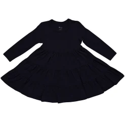 Long Sleeve Tiered Dress in Midnight