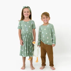 Long Sleeve Toddler Crew Neck Tee in Silly Goose