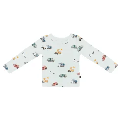 Long Sleeve Toddler Crew Neck Tee in City Vehicles