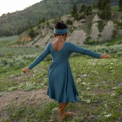 Long Sleeve Twirl Dress in Atlantic