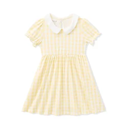 Peter Pan Collar Dress in Gingham Chamomile