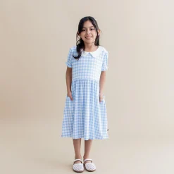 Peter Pan Collar Dress in Gingham Breeze