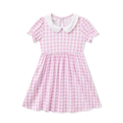 Peter Pan Collar Dress in Gingham Thistle