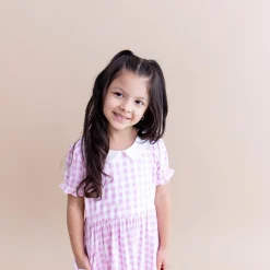 Peter Pan Collar Dress in Gingham Thistle
