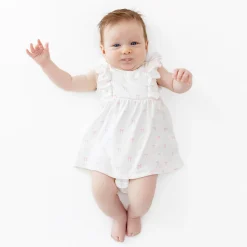 Pointelle Bodysuit Dress in Sweet Pink Bow