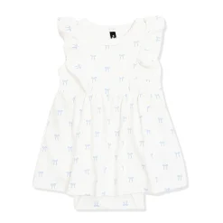 Pointelle Bodysuit Dress in Sweet Blue Bow