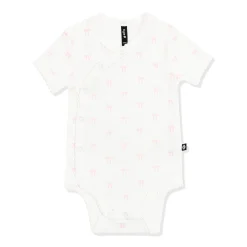 Pointelle Kimono Bodysuit in Sweet Pink Bow