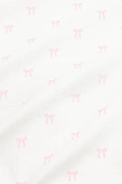 Pointelle Zippered Footie in Sweet Pink Bow