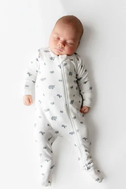 Pointelle Zippered Footie in Spray Rose