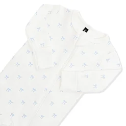 Pointelle Zippered Footie in Sweet Blue Bow