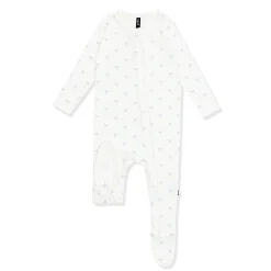 Pointelle Zippered Footie in Sweet Blue Bow