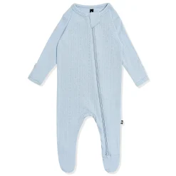 Pointelle Zippered Footie in Breeze