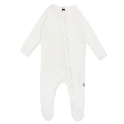 Pointelle Zippered Footie in Cloud