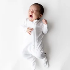 Pointelle Zippered Footie in Cloud