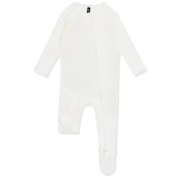Pointelle Zippered Footie in Cloud