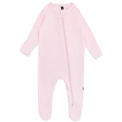 Pointelle Zippered Footie in Sakura