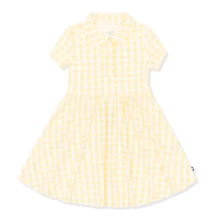 Polo Dress in Gingham Chamomile