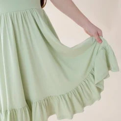 Puff Sleeve Twirl Dress in Basil
