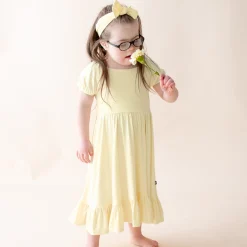 Puff Sleeve Twirl Dress in Chamomile