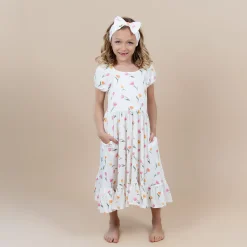 Puff Sleeve Twirl Dress in Tulip
