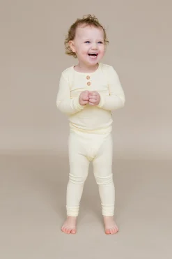 Ribbed Henley Set in Chamomile
