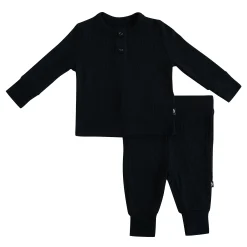 Ribbed Infant Henley Set in Midnight