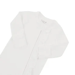 Ribbed Ruffle Zipper Footie in Cloud
