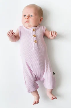 Ribbed Sleeveless Shortall in Thistle