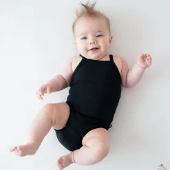 Ribbed Spaghetti Strap Bodysuit in Midnight