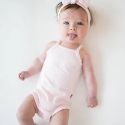 Ribbed Spaghetti Strap Bodysuit in Sakura