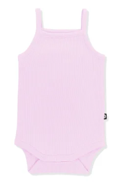 Ribbed Spaghetti Strap Bodysuit in Thistle