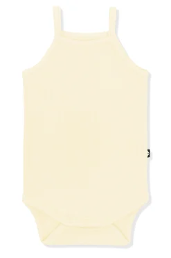 Ribbed Spaghetti Strap Bodysuit in Chamomile