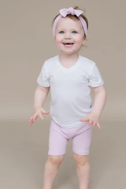 Ribbed Toddler Biker Shorts in Thistle