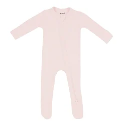Ribbed Zipper Footie in Blush
