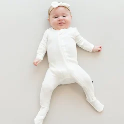 Ribbed Zipper Footie in Cloud